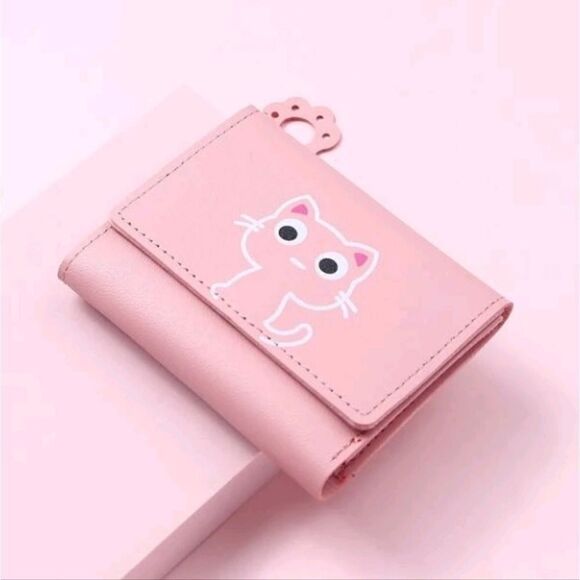 Cute Cat Pattern Short Wallet, Women's Clutch Trifold Coin Purse, Lightweight - Picture 1 of 5